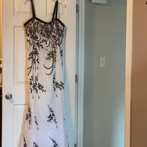 Black and white evening dress